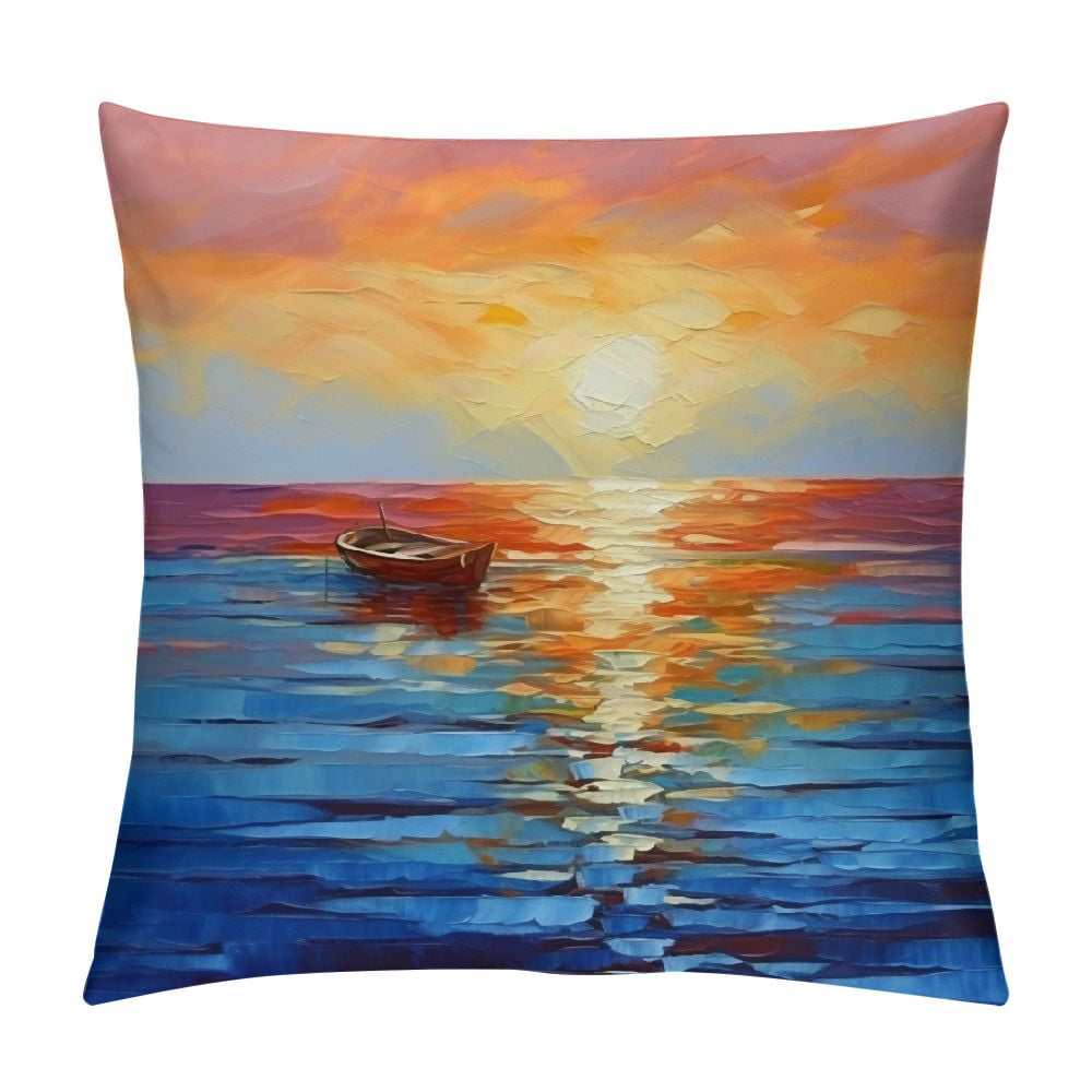 Chilfamy Boat Ocean Sky Fashion Style DirtResistant Throw Pillow