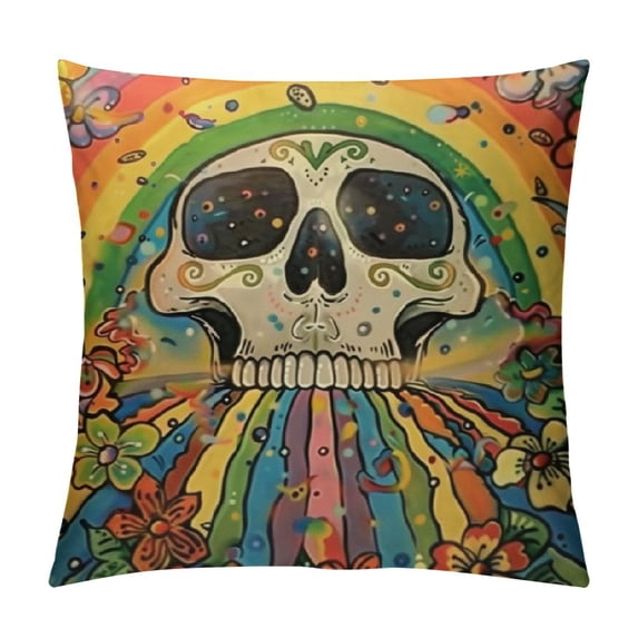 Chilfamy Boho Retro Rainbow Mushroom Pillow Covers - Vintage 70s Hippie Groovy Cute Abstract Mushroom Floral Throw Pillow Cover-Indoor & Outdoor Fun Decor for Sofa, Couch, Bedroom White
