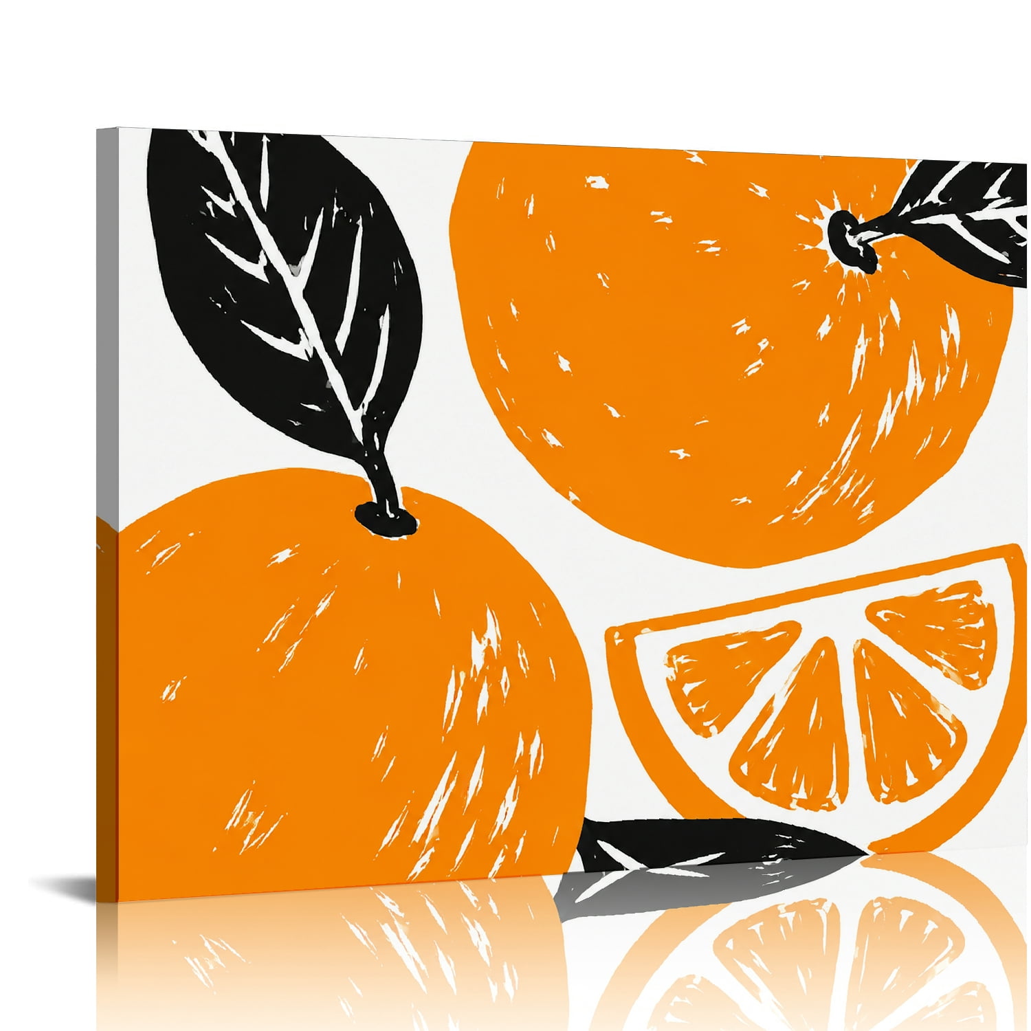 Chilfamy Bold Orange Linocut Print Modern Wall Decor, Ready to Hang ...