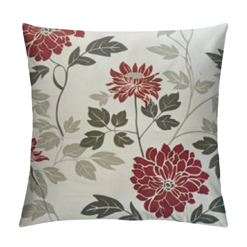 Chilfamy Burgundy Red Throw Pillows Covers, Wine Red Dahlia Flower Pillow Cushion Cases
