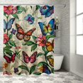 Chilfamy Butterflies Flowers Painting Shower Curtains for Bathroom