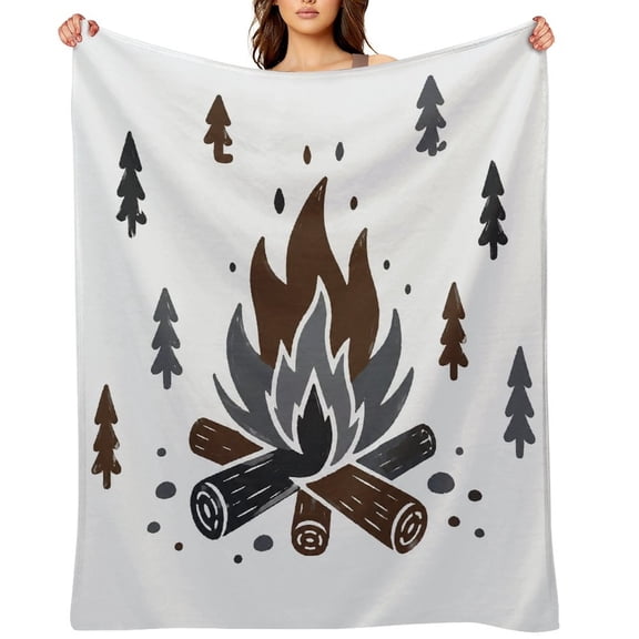 Chilfamy Campfire Log Flame Outdoor Scene Soft Flannel Throw Blanket, Lightweight Fuzzy Warm Cozy Blanket for Couch Bed Home Travel Decor