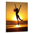thumbnail image 1 of Chilfamy Canvas Wall Art Fall Decor Girls Dancing at Sunset Beach 16x20in, 1 of 3