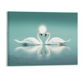 thumbnail image 1 of Chilfamy Canvas Wall Art Picture 20x16in for Living Room Bedroom Fall Decor Two Swan Hearts 20x16in, 1 of 3