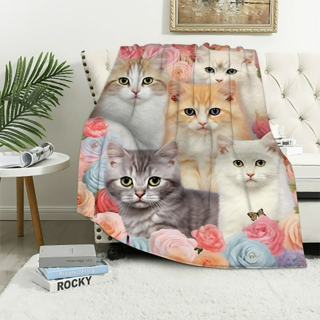 Chilfamy Cat Blanket,Cat Lover Gifts for Women,Kitty Blanket Gifts for