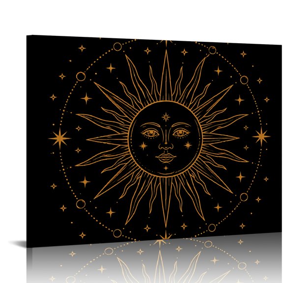 Chilfamy Celestial Sun Face Bathroom Wall Art, Wall Art Canvas Print, Ready to Hang Bathroom Bedroom Kitchen Hallway Wall Decor Prints