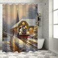 thumbnail image 1 of Chilfamy Christmas Tree Print Shower Curtain 100% Polyester Background Curtain Set for Bathroom Decoration with Hooks 36x72, 1 of 7
