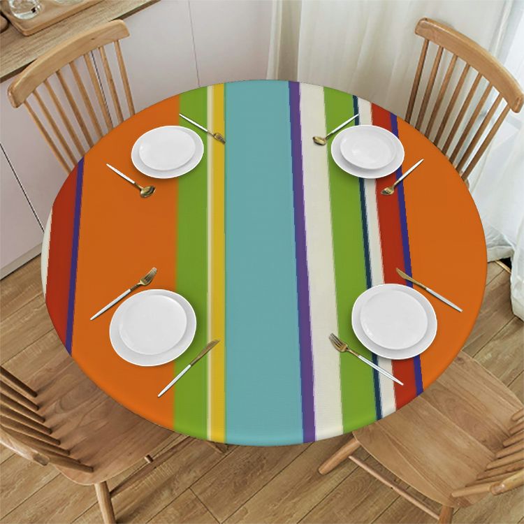 Chilfamy Cinco De Mayo Fiesta Round Table Cloth Mexican Fiesta Striped