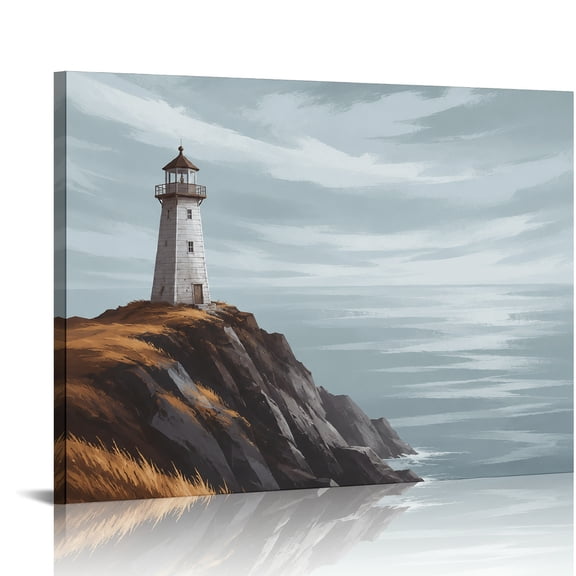 Chilfamy Coastal Lighthouse Cliff Bathroom Wall Art, Modern Wall Decor, Ready to Hang Bathroom Bedroom Kitchen Hallway Wall Decor Prints