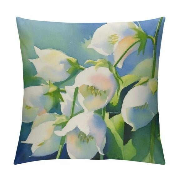 Chilfamy Colorful Pillow Covers, Lily of The Valley Flower Bouquet Sketch Double Sided Square Pillow Cases Pillowcase Sofa Cushion