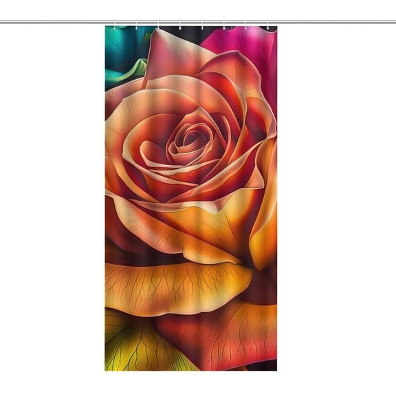 Chilfamy Colorful Rose Dark Shower Curtain ,Watercolor Flowers Bathroom Shower Curtain, Waterproof Fabric Shower Curtain with Hooks