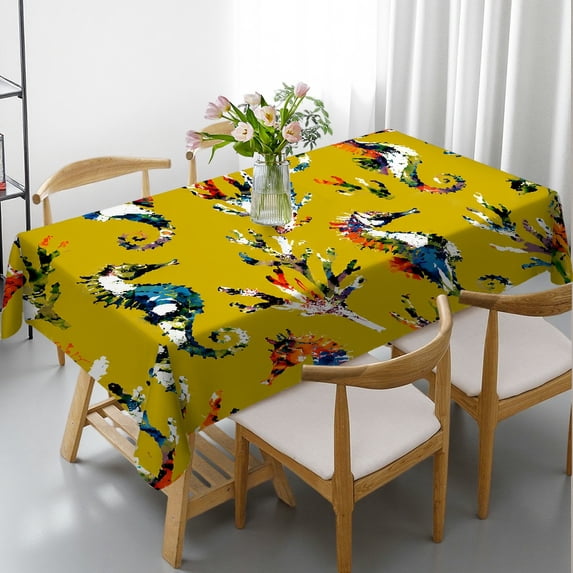 Chilfamy Colorful Seahorses And Coral Pattern Print Rectangle Dining ...