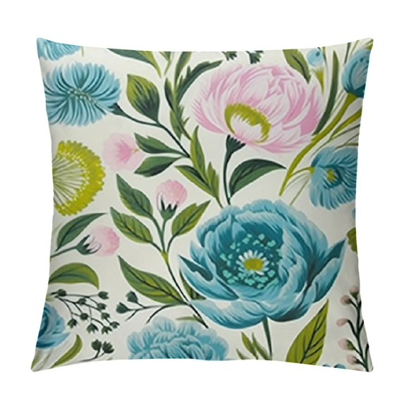 Chilfamy Colourful Flowers Pattern Square Decorative Throw Pillow Case Cushion Covers Outdoor Pillowcase for Sofa