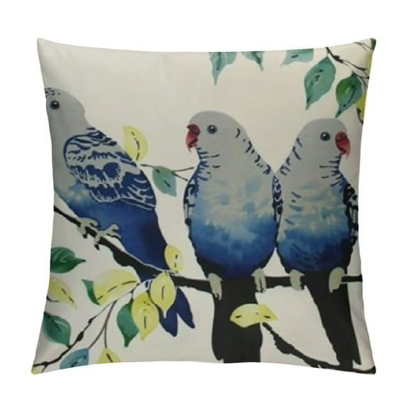 Chilfamy Decorative Throw Pillow Covers Accent Parrot Pattern Chenille Cushion Covers Pillowcases for Couch Bed Living Room Home White