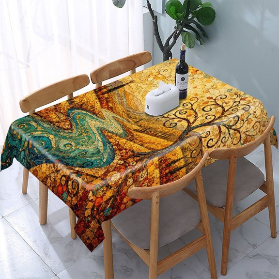 Chilfamy Desert Oasis Sunset Rectangle Dining Tablecloth, Washable Wipeable Stain & Wrinkle Resistant Polyester Tablecloth for Kitchen Picnic Party