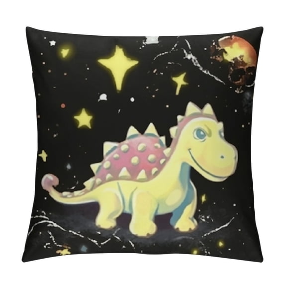 Chilfamy Dinosaur Stars Pillow Covers Short Plush Soft and Durable Indoor Outdoor Pillow Case 1PC 22x22in