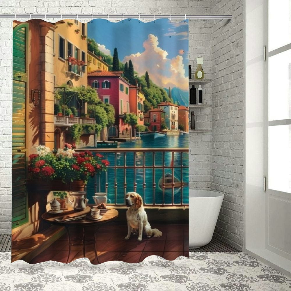 Dog Shower Curtain, Pug, Dog Lover, Kids Shower Curtain, Cute Shower