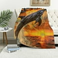 thumbnail image 1 of Chilfamy Dolphin Throw Blanket Queen Size, Ocean Themed Blanket, Abstract Dolphin Silhouette Blanket, Coastal Sea Animals Bed Blanket, Sunset Soft Lightweight Fuzzy 60x80in, 1 of 6