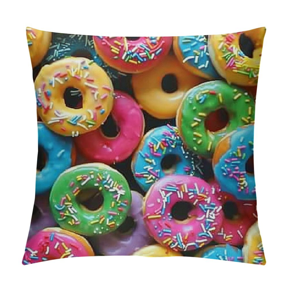Chilfamy Donuts Sprinkles Colorful Throw Pillow Covers Sweet Home
