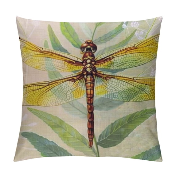 Chilfamy Dragonfly Throw Pillow Cover Rural Style for Home Office Sofa Decor Pillow Case Pillowcase 1 22x22in