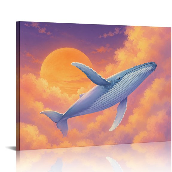 Chilfamy Dreamy Sky Whale Ready to Hang, Bathroom Wall Art, Wall Art Canvas Print Bathroom Bedroom Kitchen Hallway Wall Decor Prints
