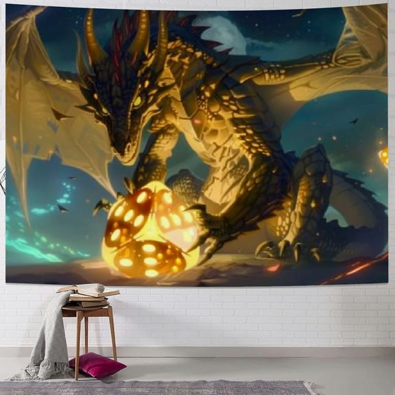 Chilfamy Dungeons Game Tapestry Dragons Wall Décor for Bedroom Living Room Home Décor 40x60inch