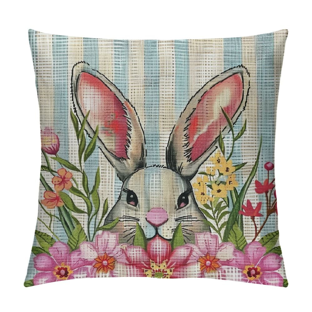 Chilfamy Easter Pillow Covers Bunny Easter Pillow Cases for Home Bed Holiday Farmhouse Outdoor