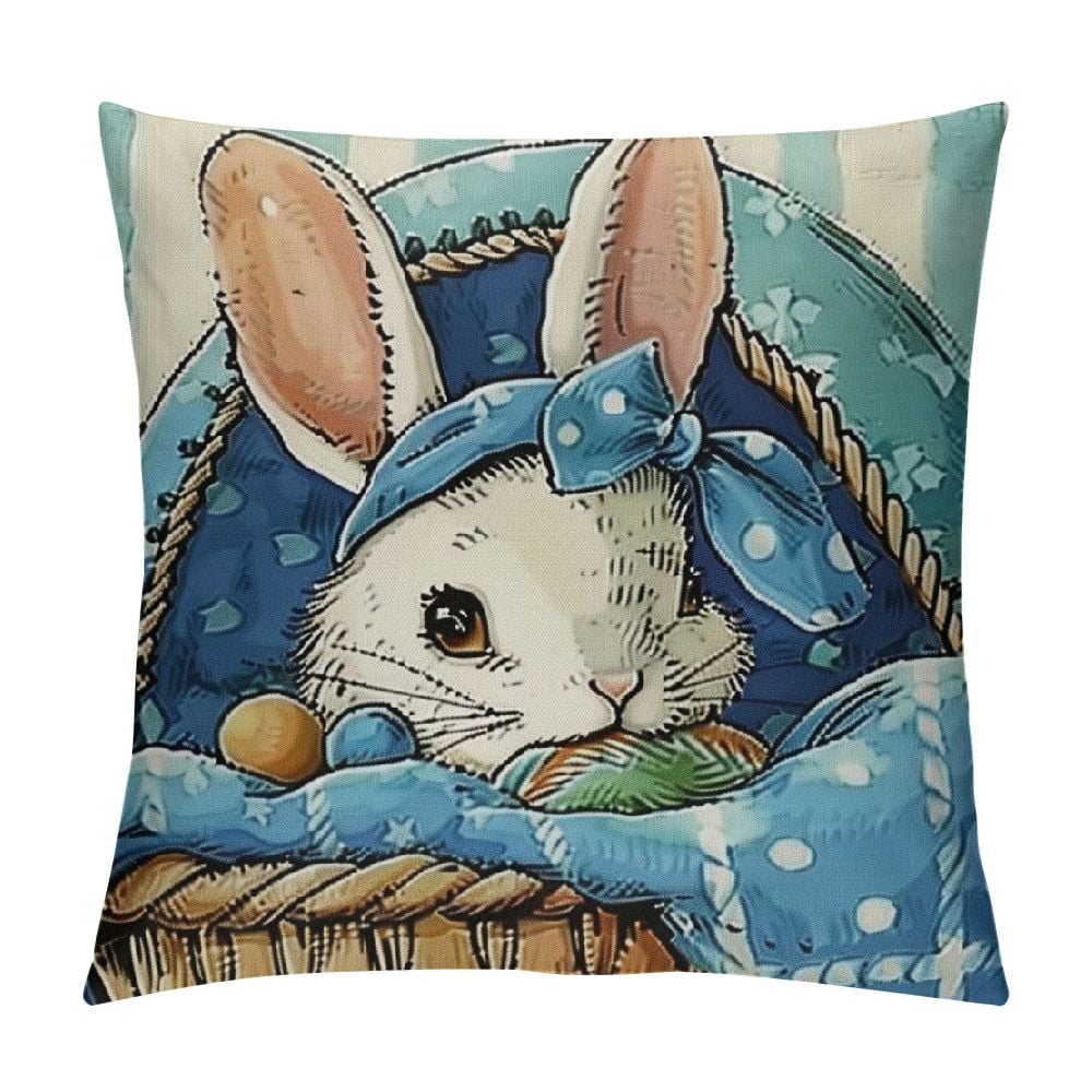 Easter Bunny Pillow Covers 12x20 Inch Easter Decorative Lumbar Pillows
