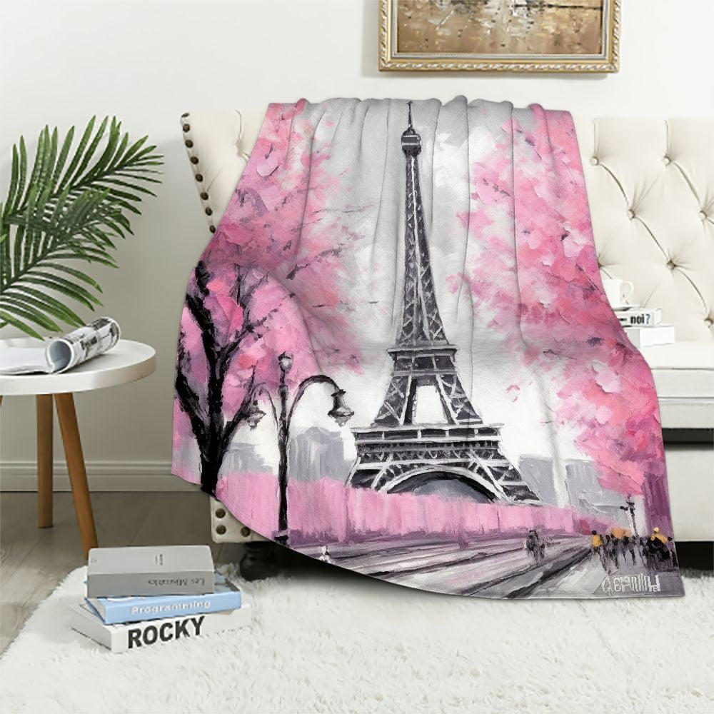 Chilfamy Eiffel Tower Blanket Paris City Landscape Art Print Throw ...