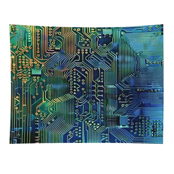 Chilfamy Electronic Circuit Board Pattern Polyester Wall Tapestry Anti Wrinkle Art Hanging Decor for Bedroom Living Room Home Holiday Decoration Gift