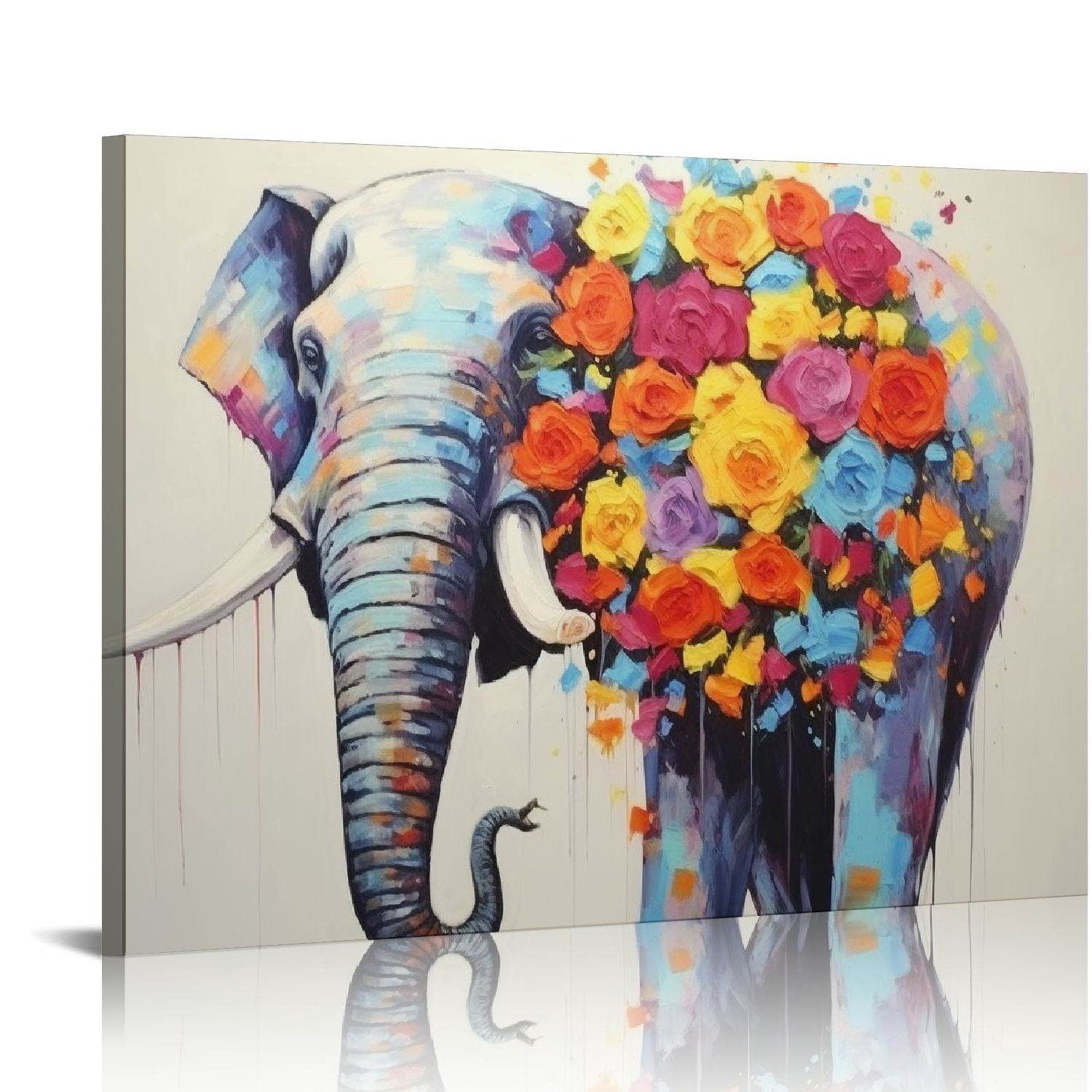 Chilfamy Elephant Artwork Canvas Wall Art Painting Elephant Wall Decor ...