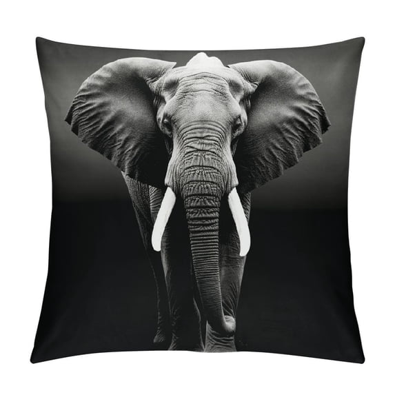 Chilfamy Elephant Tusks Black and White Pillow Covers for Couch Sofa Indoor Outdoor Pillow Case Printed on Both Sides Year-Round Applicable Pillow Covers 1PC 24x24in