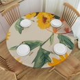 thumbnail image 1 of Chilfamy Farmhouse Round Table Cloth Plastic Cover, Waterproof Wipeable PVC Oilcloth Spillproof Tablecloth, Summer Round Outdoor Camping Tablecloth for Picnic Table, Yellow Sunflower 38-42, 1 of 8
