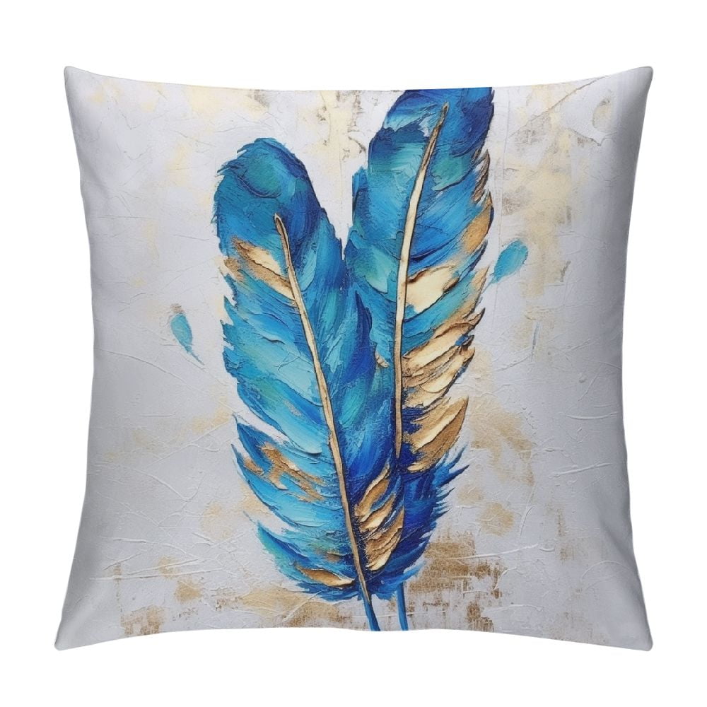 Chilfamy Feathers Pillow Cushion Covers Short Plush Square Design for