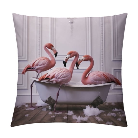 Chilfamy Flamingos Pillow Covers Indoor Outdoor Pillow Case Zipper Closure All Year Round Applicable 1PC 24x24in