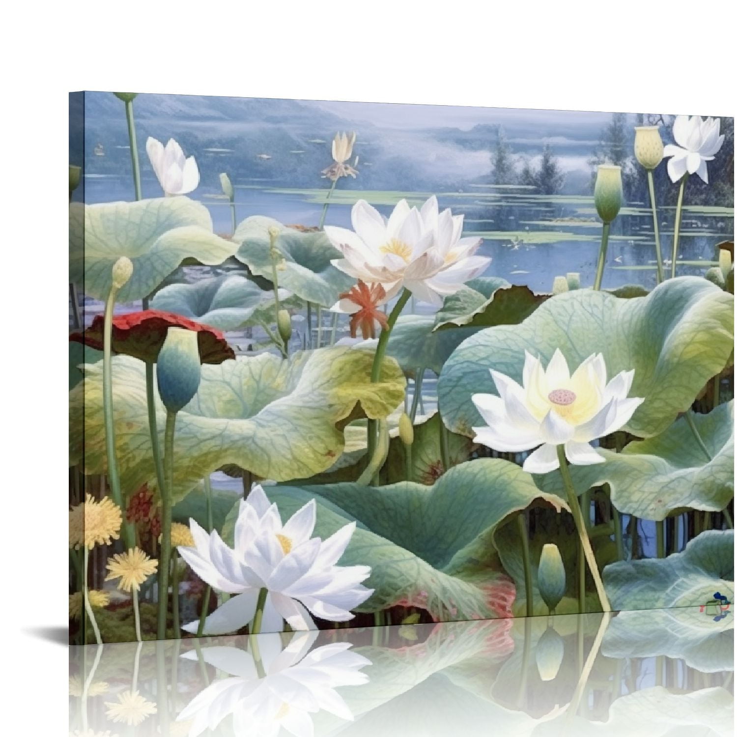 Abstract Lotus Flower Canvas Wall Art Print For Bedroom Living Room Decor
