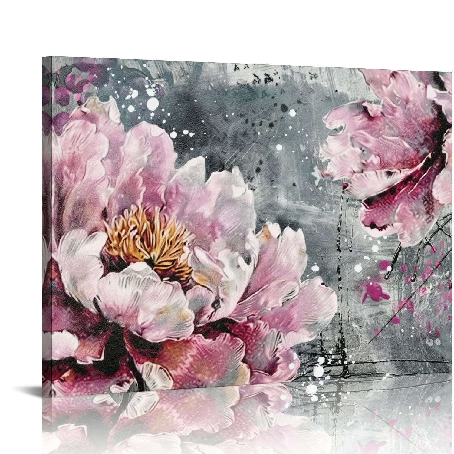Chilfamy Flower Canvas Wall Art for Living Room Bedroom Pink Floral ...
