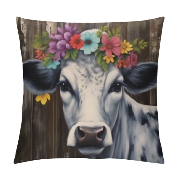 Chilfamy Flower Crown Pillow Covers for Couch Sofa Indoor Outdoor Pillow Case, Throw Pillow Cover for Home Decor, 1PC 24x24in