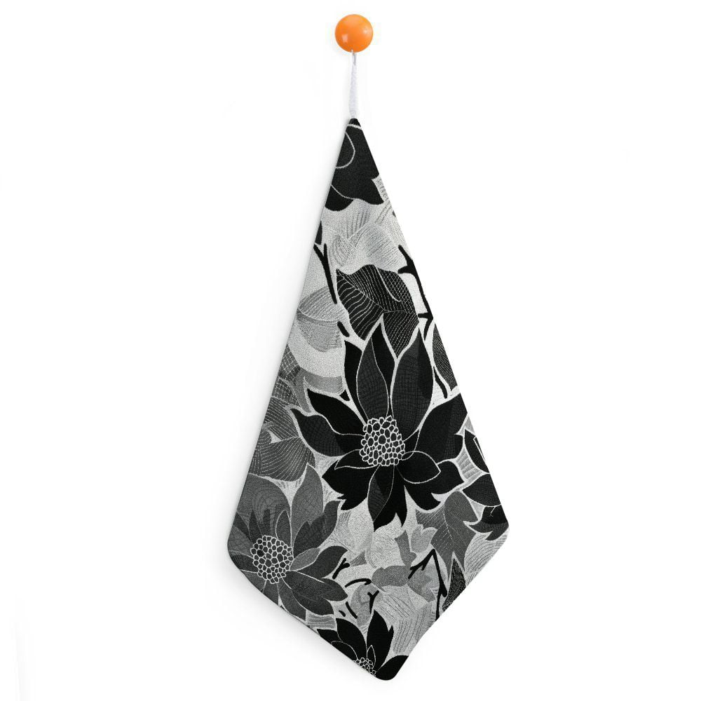 Chilfamy Flower Pattern Fine Foliage Lace Hand Towel for Bathroom