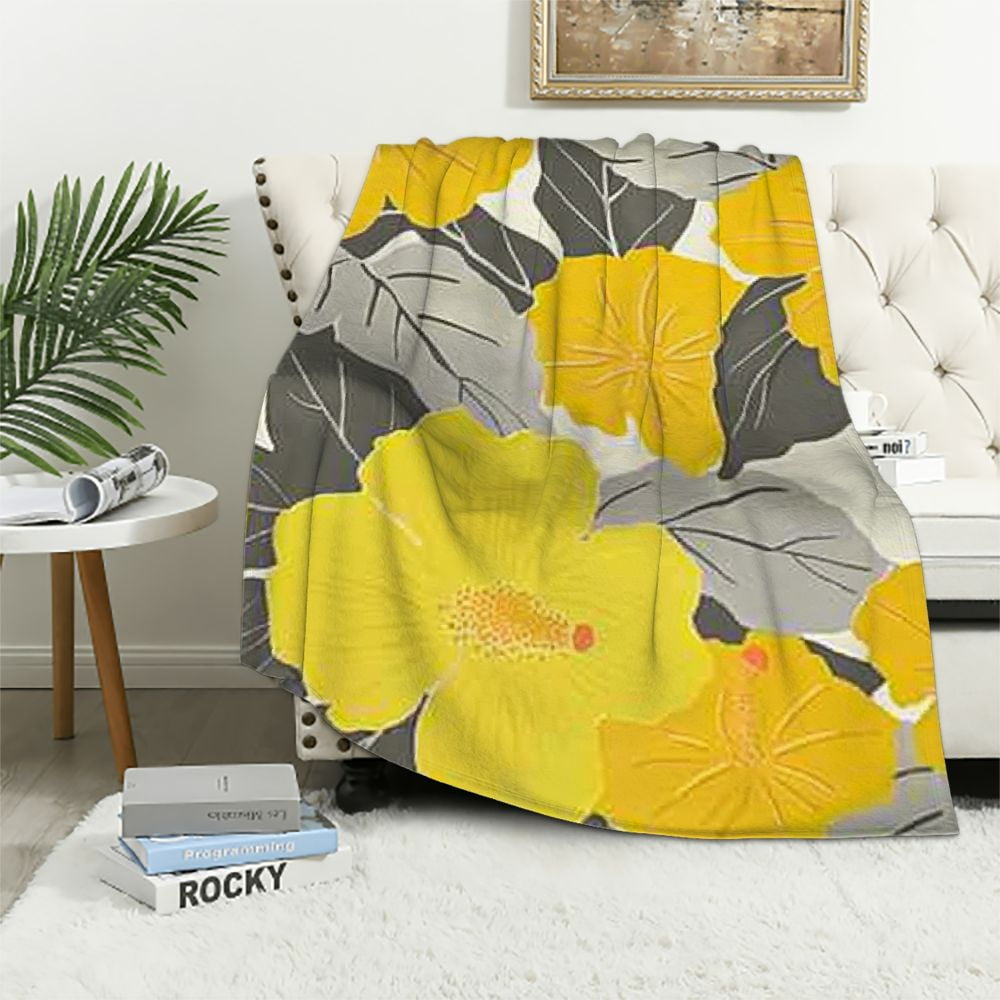 Chilfamy Flower Yellow Pattern Print Throw Blankets for Kids Boys