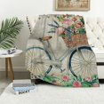 thumbnail image 1 of Chilfamy Flowers Bicycle Whimsical Print Throw Blankets for Chair Bedroom Sofa Bed Outdoor Travel, All Seasons Excellent Hand Feel Blanket 40x50in, 1 of 6