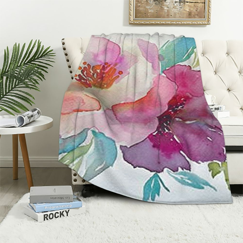 Chilfamy Flowers Cozy Blanket Soft Warm Throw Blanket for All Seasons