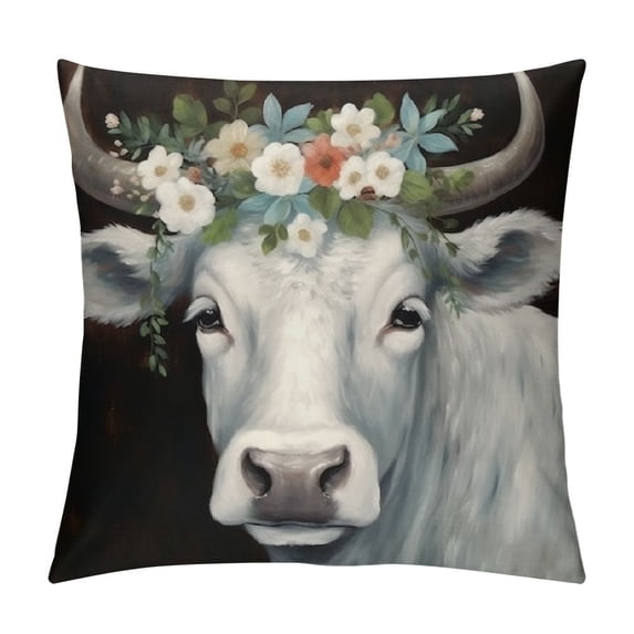 Chilfamy Flowers Cute Animal Pillow Covers for Couch Sofa Indoor Outdoor Pillow Case 1PC 12x12in