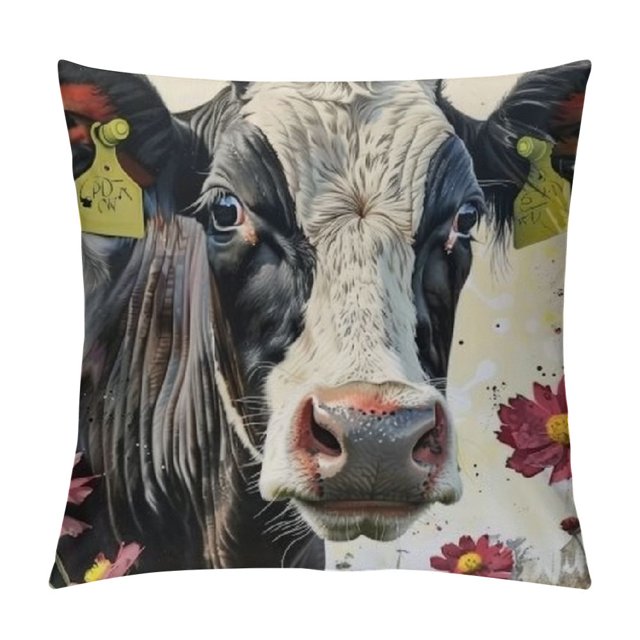 Chilfamy Flowers Decorative Square Throw Pillow Covers Short Plush