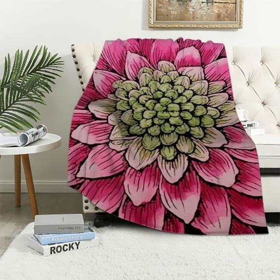 Chilfamy Flowers Flannel Blanket Throw for All Seasons Lightweight Blanket with High-Quality Material 40x50in