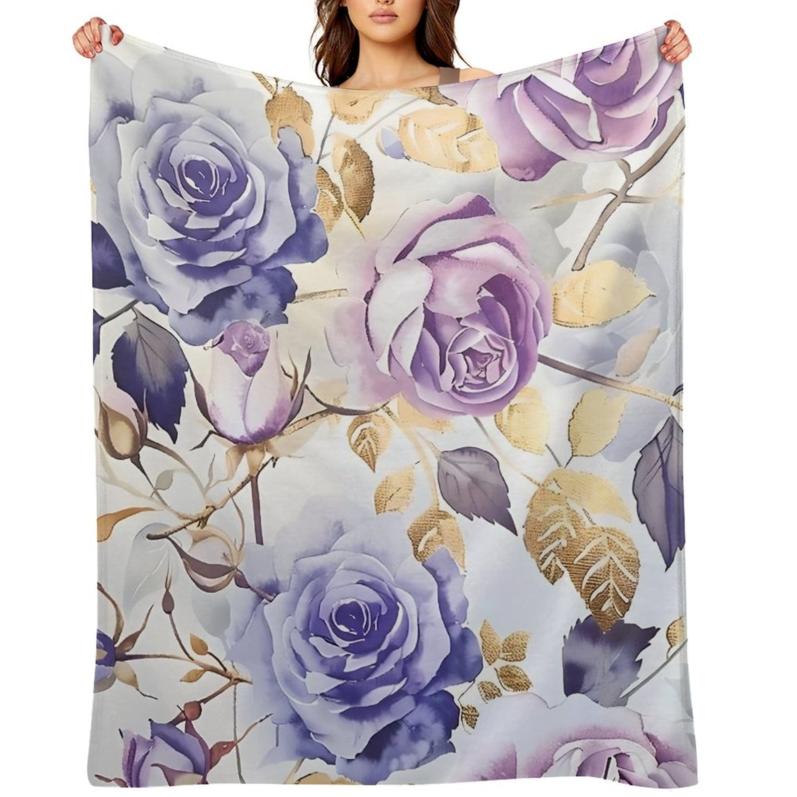 Chilfamy Flowers Floral Pattern Roses Soft Flannel Throw Blanket ...
