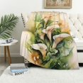thumbnail image 1 of Chilfamy Flowers Green Leaves Watercolor Flannel Throw Blanket for Couch Sofa Bed All Seasons Exquisite Gifts 60x80in, 1 of 6