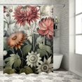 Chilfamy Flowers Leaves Illustration Waterproof Bathroom Shower Curtain