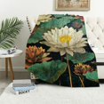 thumbnail image 1 of Chilfamy Flowers Leaves Water Lilies Flannel Blanket Throw for All Seasons - Super Soft Blanket for Men Women Girls Boys - Exquisite Gift 40x50in, 1 of 6