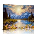 thumbnail image 1 of Chilfamy Flowers Mountain Range Wall Art Modern Canvas Prints Ready To Hang Home Decor 16x12in, 1 of 6